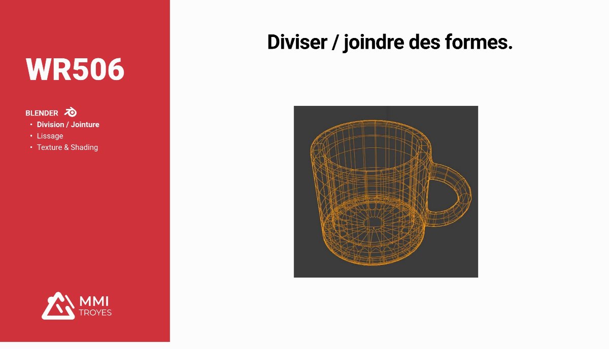 Diapositive 1 — WR506 BLENDER Division / Jointur Lissag Texture & Shading Diviser / joindre des formes.